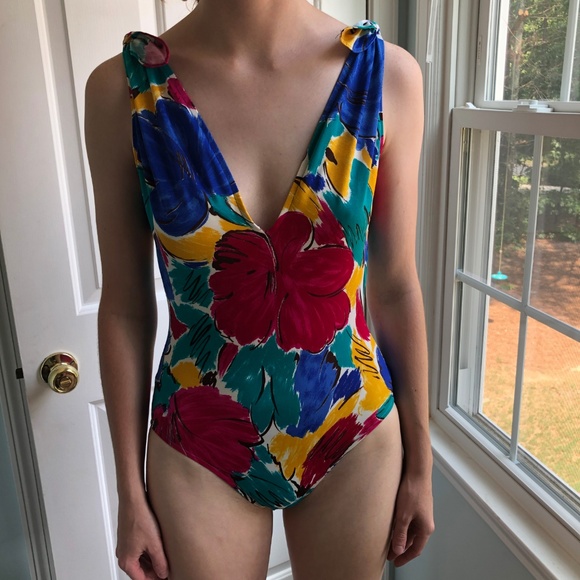 Oscar de la Renta Other - Oscar De La Renta Retro Floral Swimsuit S/M